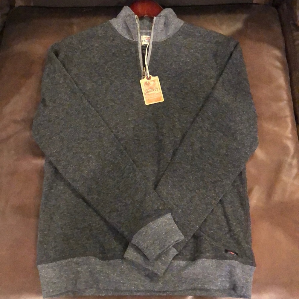 Faherty Dual Knit 1/4 ZIP Washed Black